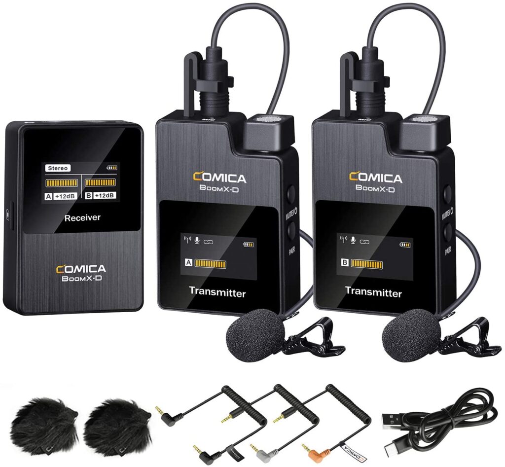 Comica BoomX-D2 2.4G Compact Wireless Lapel Microphone System with 2 Transmitter and 1 Receiver