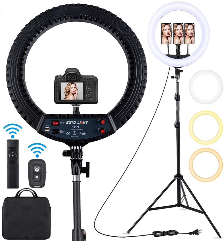 EOTO Light 18 inch LED Ring Light with Tripod Stand