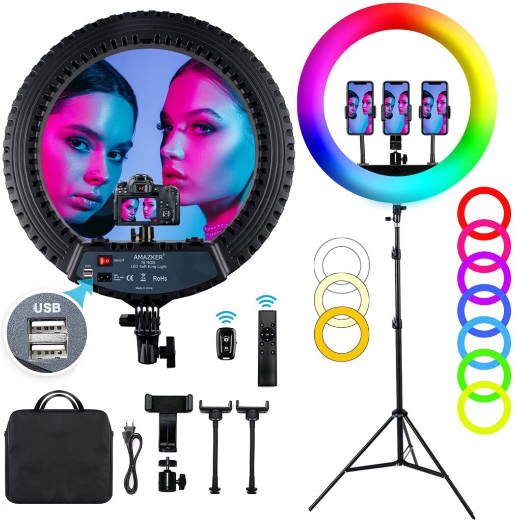 AMAZKER 18 Inch RGB Ring Light