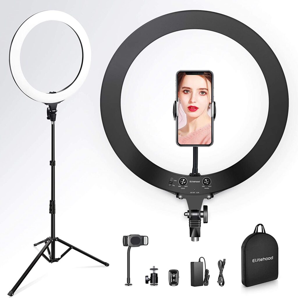 Elitehood 18 inch LED Ring Light with Tripod Stand and Phone Holder