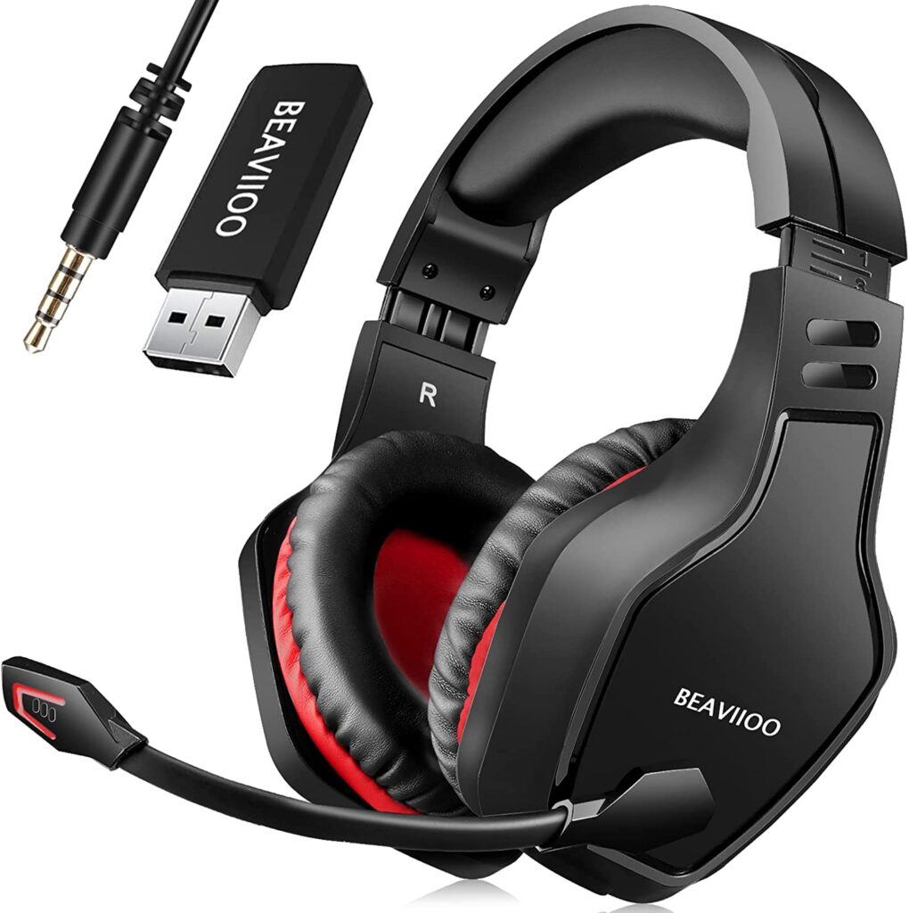 BEAVIIOO 2.4GHz Wireless Gaming Headphones with Mic